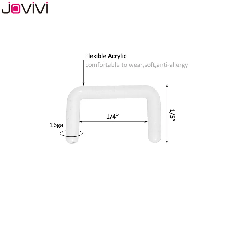 Jovivi 20 штук 14/16G Прозрачный биофлекс, кольца для пирсинга перегородки носа кольца фиксаторы гибкое акриловое кольцо для носа фиксатор u-образный пирсинг шкура ювелирные изделия