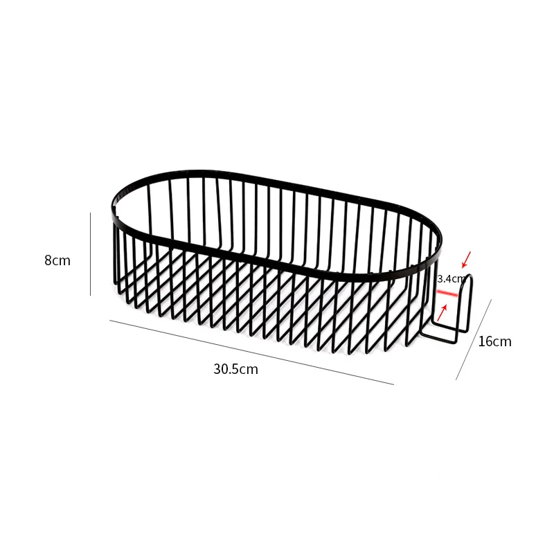 Baffect Железный Овальный настенный подвесной для хранения стойка подставка для ванной комнаты полка шампунь Сумочка для туалетных принадлежностей дренажные держатели для хранения Органайзер - Color: black