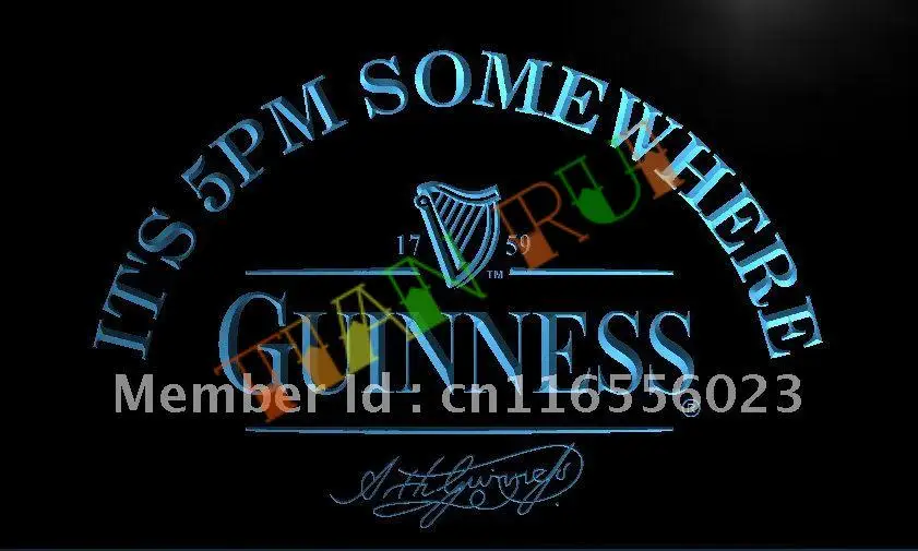 

LA428- It's 5 pm Somewhere Guinness LED Neon Light Sign