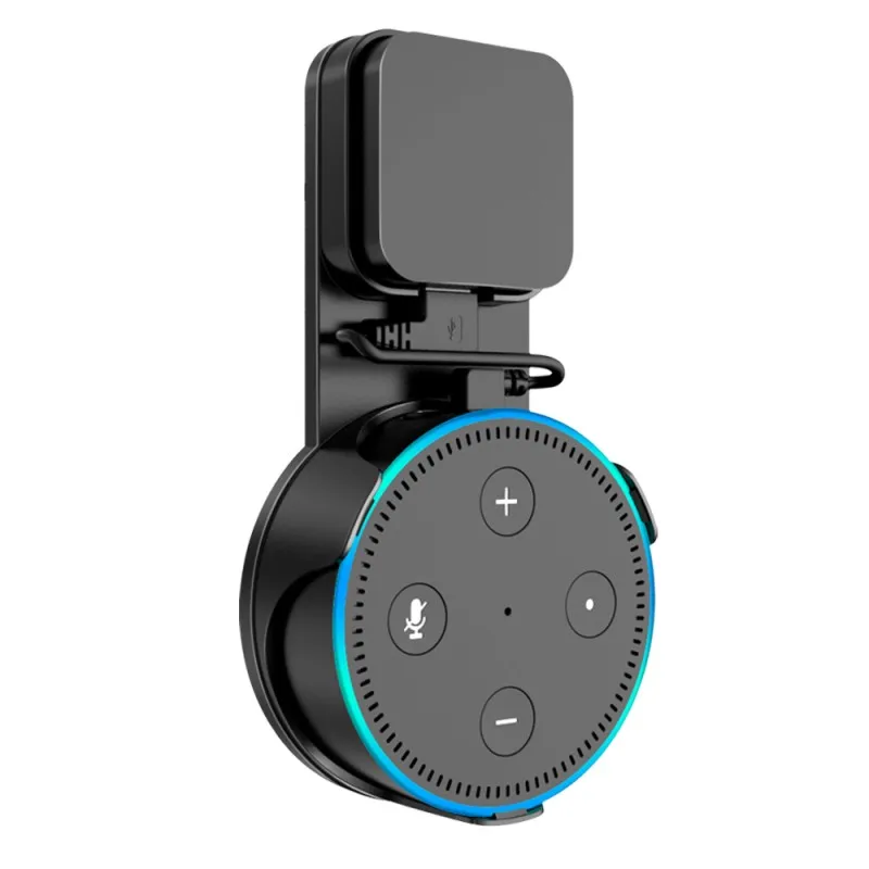 Black Настенное крепление на выходе для Amazon Echo Dot 2nd Gen с защитным кронштейном для сматывания кабеля, вешалка с зажимом, умный динамик, сабвуферная стойка - Цвет: Black