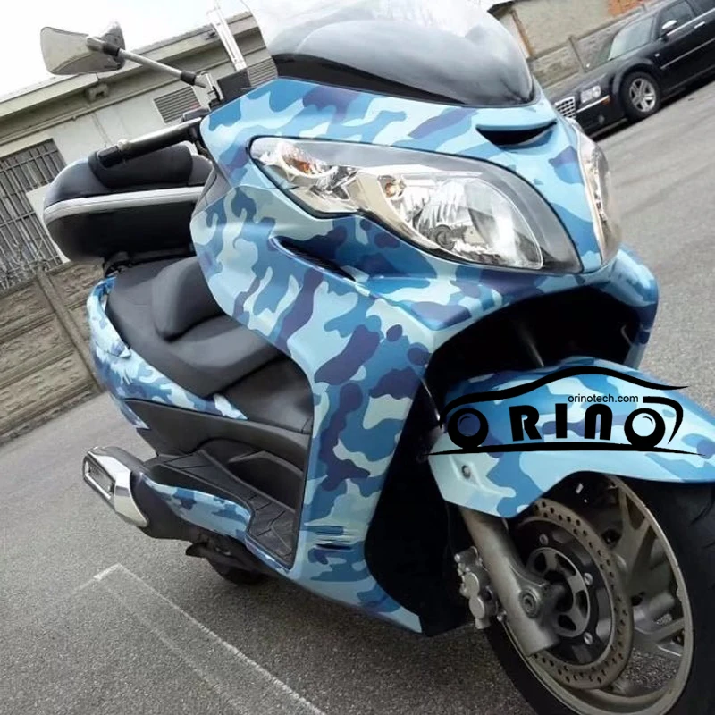 Orino 100/200/300X50 см синяя камуфляжная виниловая пленка клейкая Снежная мотоциклетная Автомобильная зеркальная виниловая наклейка с воздушным пузырьком