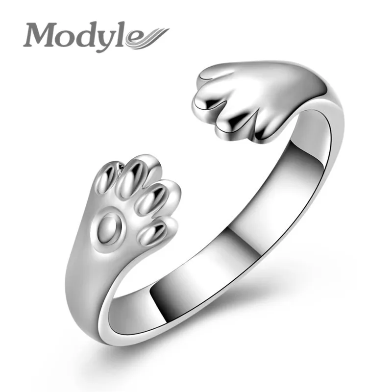 

Modyle 2019 New Fashion Cute Girl Baby Silver Gold-Color Cat Claws Wedding Open Ring for Women
