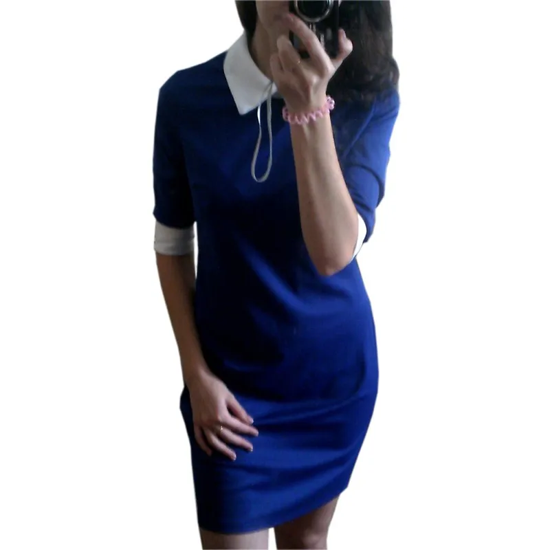 Лето, приталенное весеннее платье, рукав три четверти, Повседневное платье, офисное платье, женское Бандажное платье J2323 - Цвет: Blue