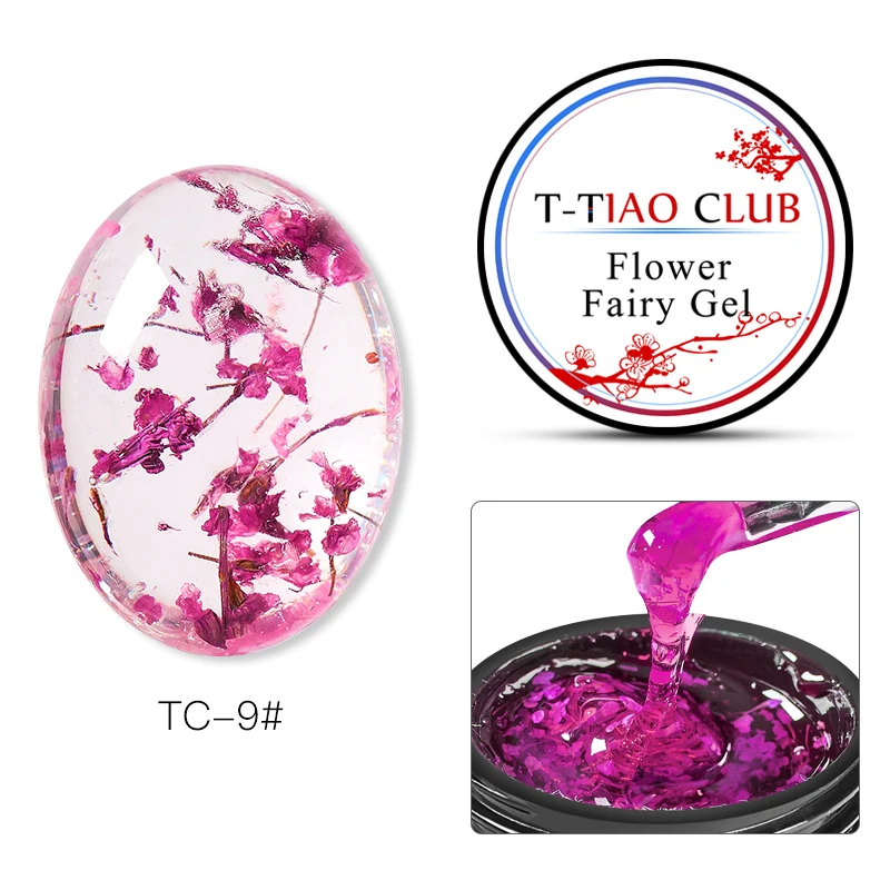 T-TIAO CLUB Floral Paint Dried Flowers Jelly Nail Gel Polish Nail Art Soak Off UV Gel Varnish DIY Natural Fairy Nails Gel Tips - Цвет: GK0906