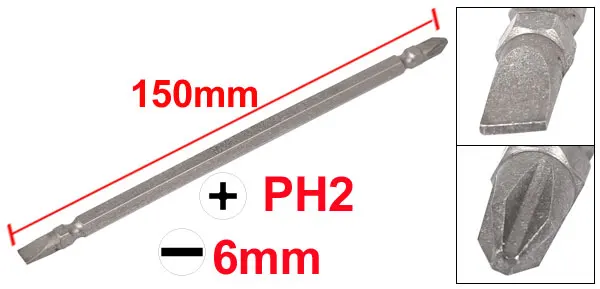 UXCELL Горячая Магнитная PH2 Phillips 6 мм Щелевая отвертка с двойным концом биты для электрика, механика