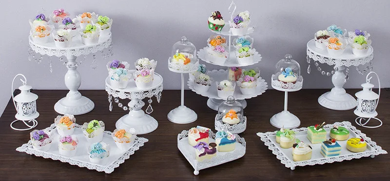

12pcs/set White Wedding Cake Stand Metal Cupcake Display Party Props