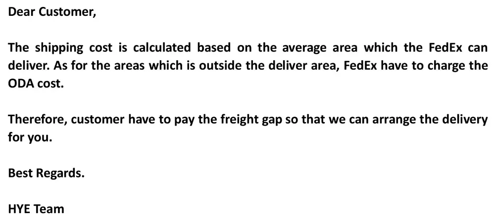 Freight gap notice