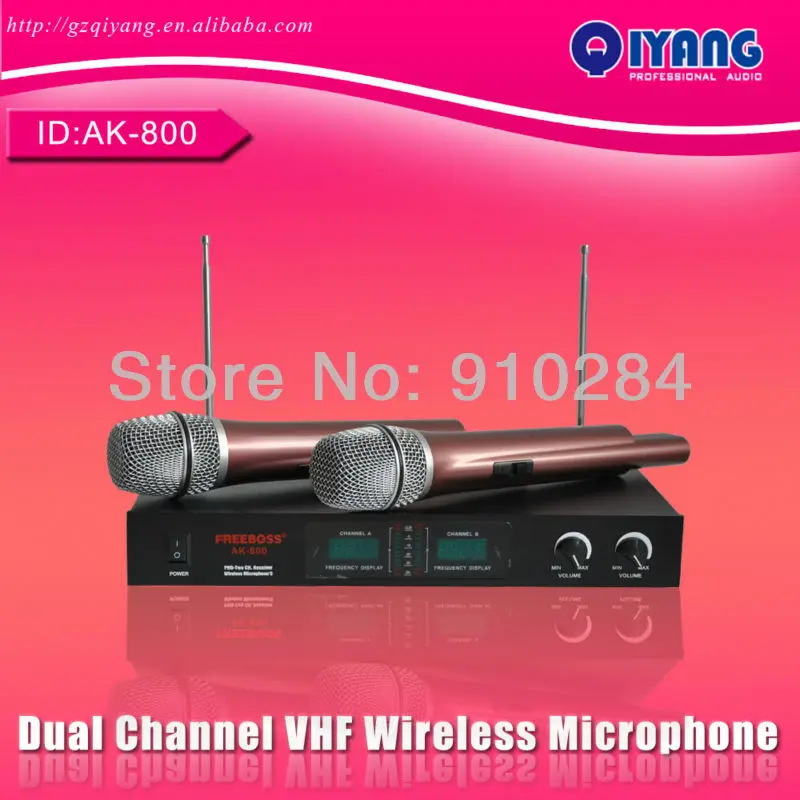 

High quality Dual Channel cheap professional ktv karaoke VHF Wireless Microphone system AK-800
