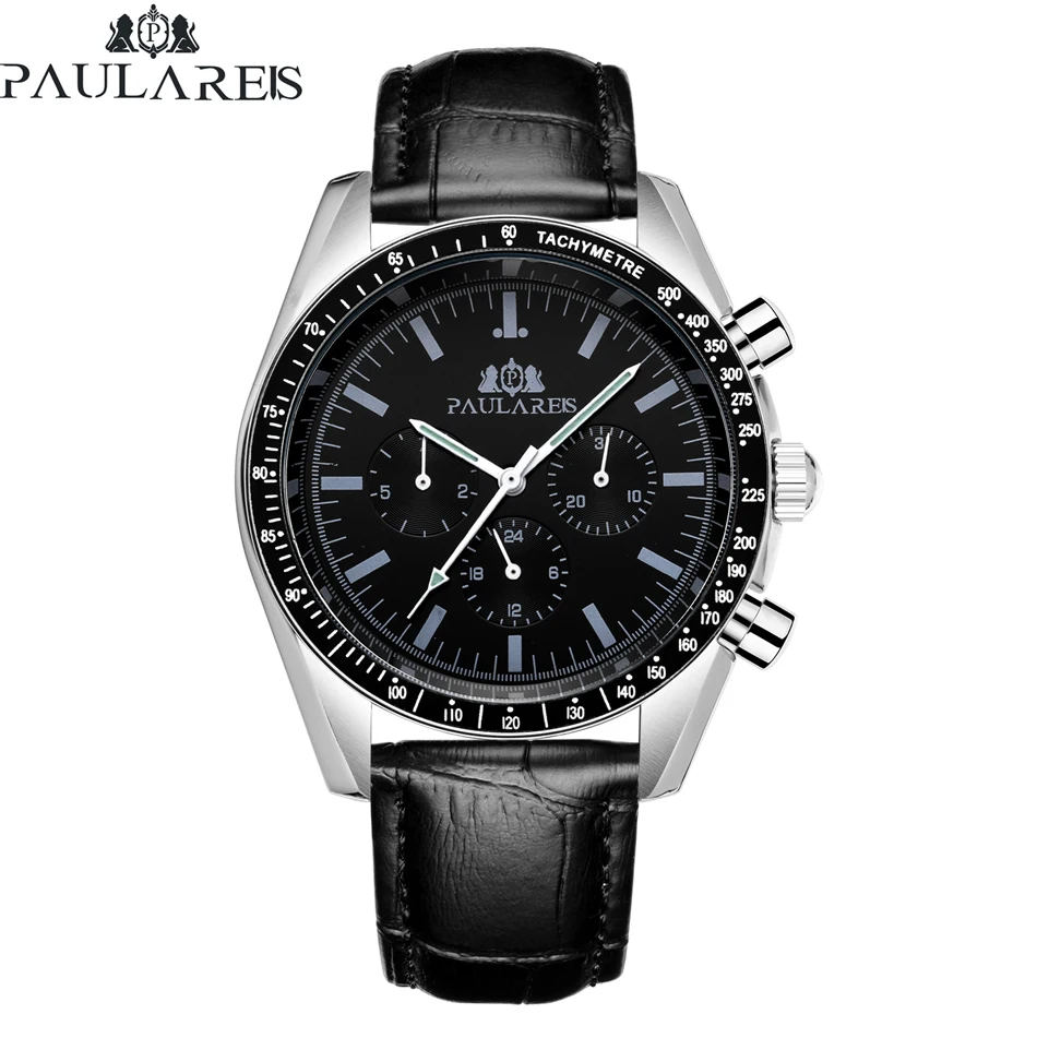 

Automatic Self Wind Mechanical Luminous Stainless Steel Genuine Leather Blue Coffee Brown Strap Speed Business Men Watch