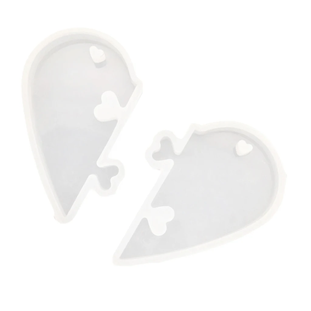 Split Heart Designs Silicone Mold Casting Love Epoxy Resin Pendant Mould For DIY Polymer Clay Jewelry Pendant Craft Mould Tool