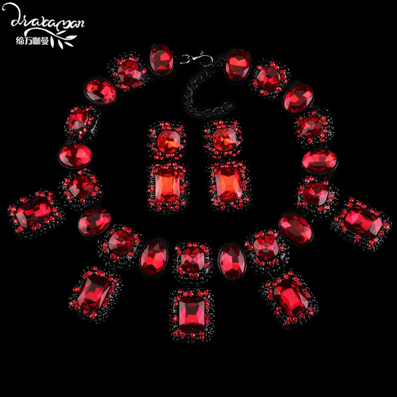 Бренд Dvacaman, роскошные модные Ювелирные наборы с кристаллами для женщин, свадебные, вечерние, ожерелье и серьги, рождественские подарки A30