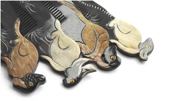 

L043-1 Tibet natural Yak Horn big Combs,15-16cm long,Chinese 12 Zodian animals Heathy comb Zodiac carving horn comb