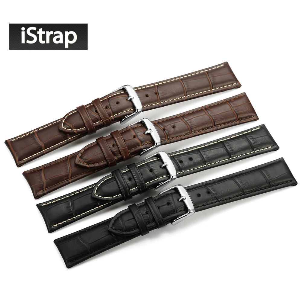 

Soft 20mm Alligator Grain Embossed Genuine Leather Watch Band Strap Bracelet for Men's Women