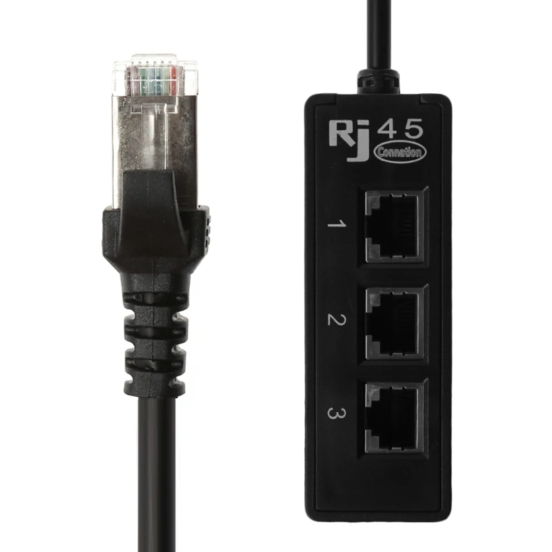 OOTDTY LAN Ethernet Cable Splitter Network RJ45 1 Male To 3 Female Connector Splitter Adapter Cable
