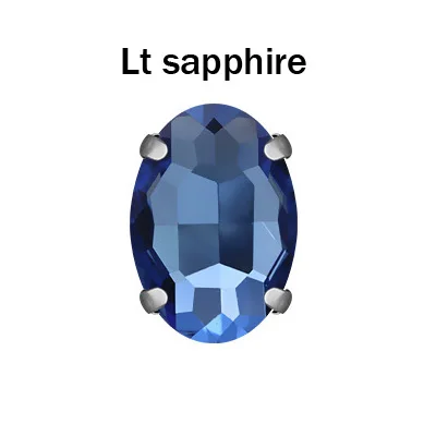 Lt Sapphire Весь размерный ряд Овальный Форма Стекло Стразы с когтями Кристалл AB пришить с украшением в виде кристаллов СТРАЗА под камень алмаз, металлическая оправа, базовая Пряжка 50 шт./упак - Цвет: Lt Sapphire