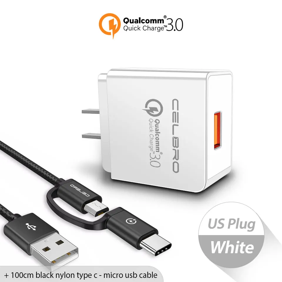 Быстрая зарядка 3,0 USB быстрое зарядное устройство QC3.0 быстрое настенное зарядное устройство адаптер для samsung Xiaomi huawei FCP зарядное устройство для мобильного телефона EU US - Тип штекера: White US Charger Set