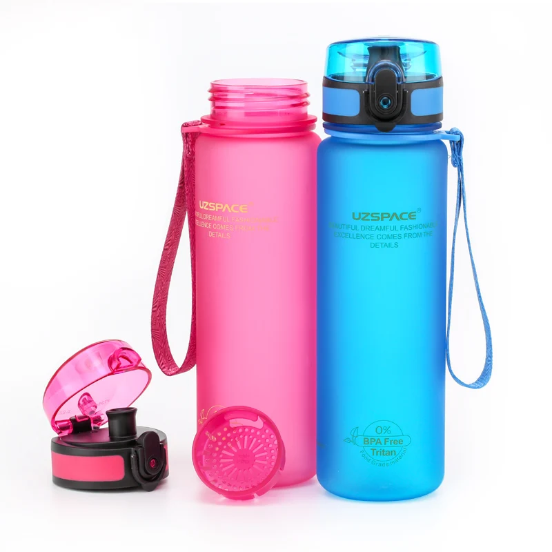 Uzspace Portable Tritan Sport Water Bottle BPA Free For Camping Hiking 500ml