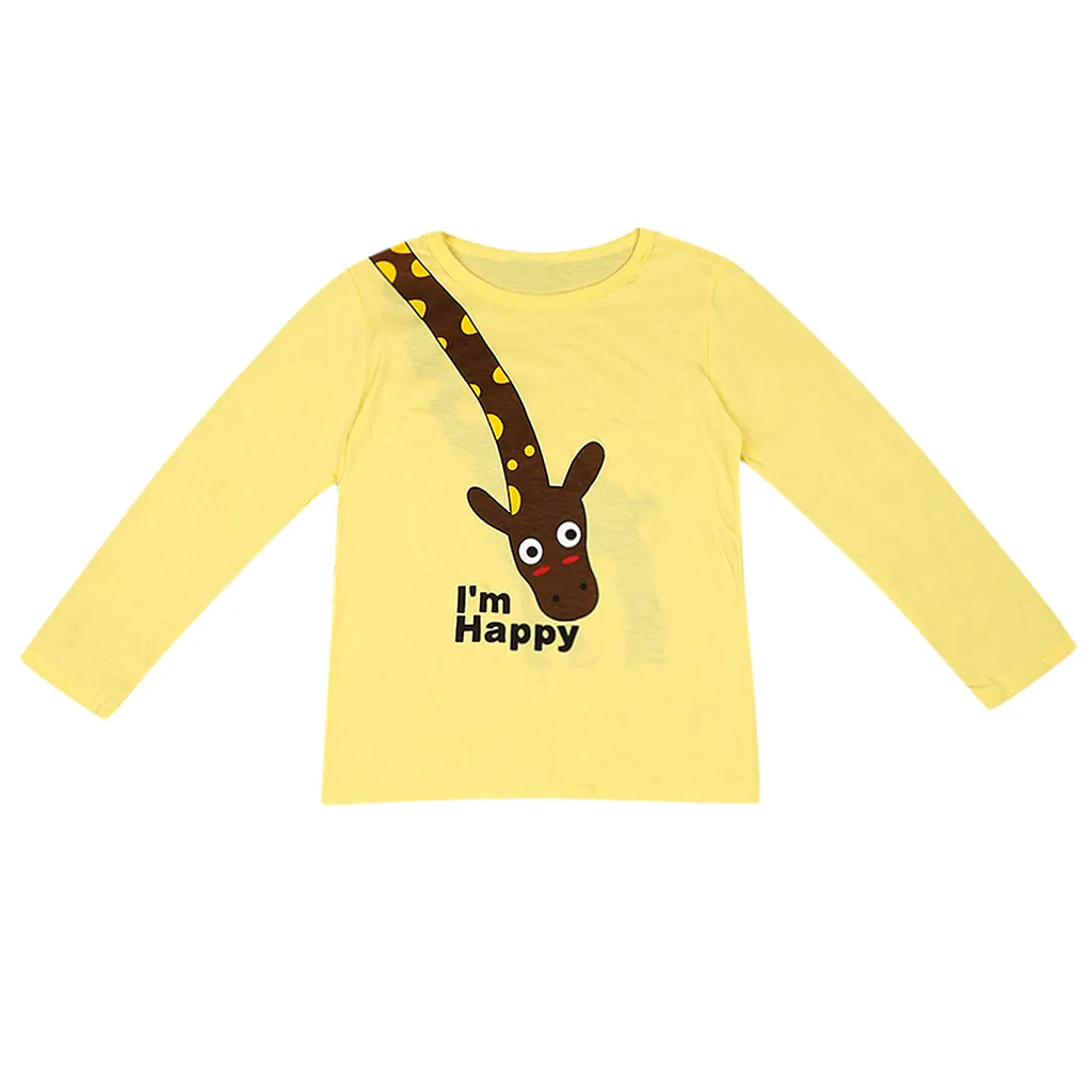 Осенне-весенняя детская одежда детские топы для мальчиков, топы с изображением жирафа, Детские рубашки для девочек, свитер с длинными рукавами, Топы modis Blusa - Цвет: Yellow
