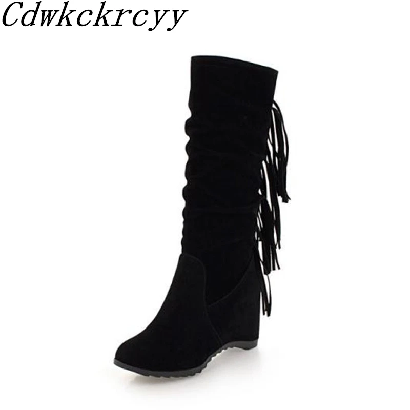 

Women Boots Autumn winter New style Student Leisure time Tassels Grind Short boots Cashmere Keep warm Winter boots size 34-43