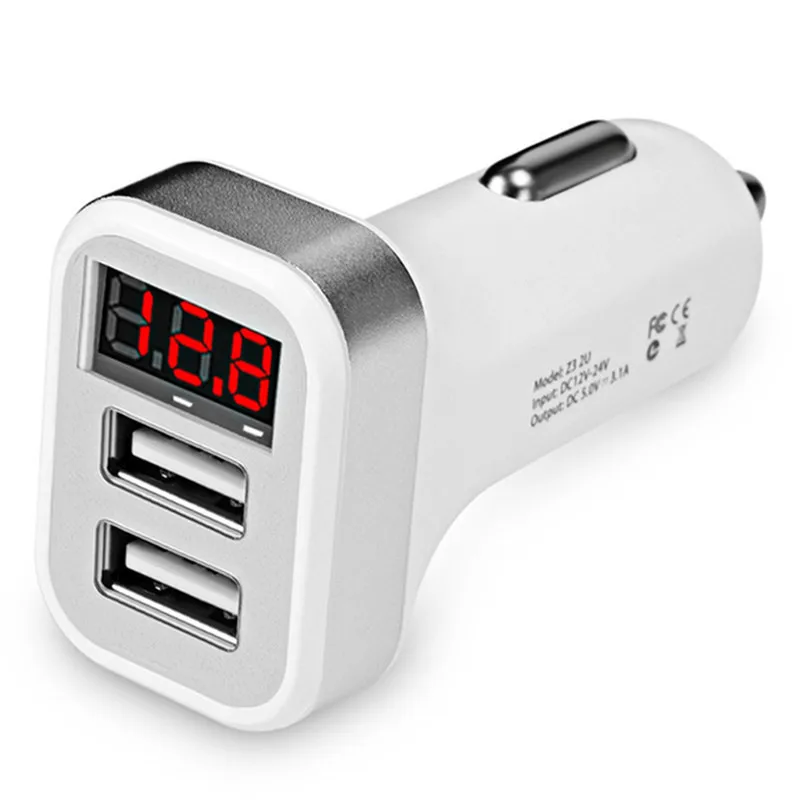 5 V 2.1A 2 المزدوج USB شاحن سيارة مع LED عرض معدِّل سيارة الجهد الحالي منخفضة الجهد تحذير ل iphone 6 7 8 الهاتف المحمول طبل