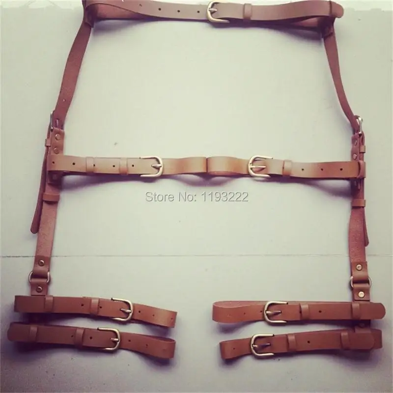 Punk Dark Amo Handcrafted Leather Body Bondage Belt Waist Thigh Harness Leg Wrap Garter Belt Suspenders
