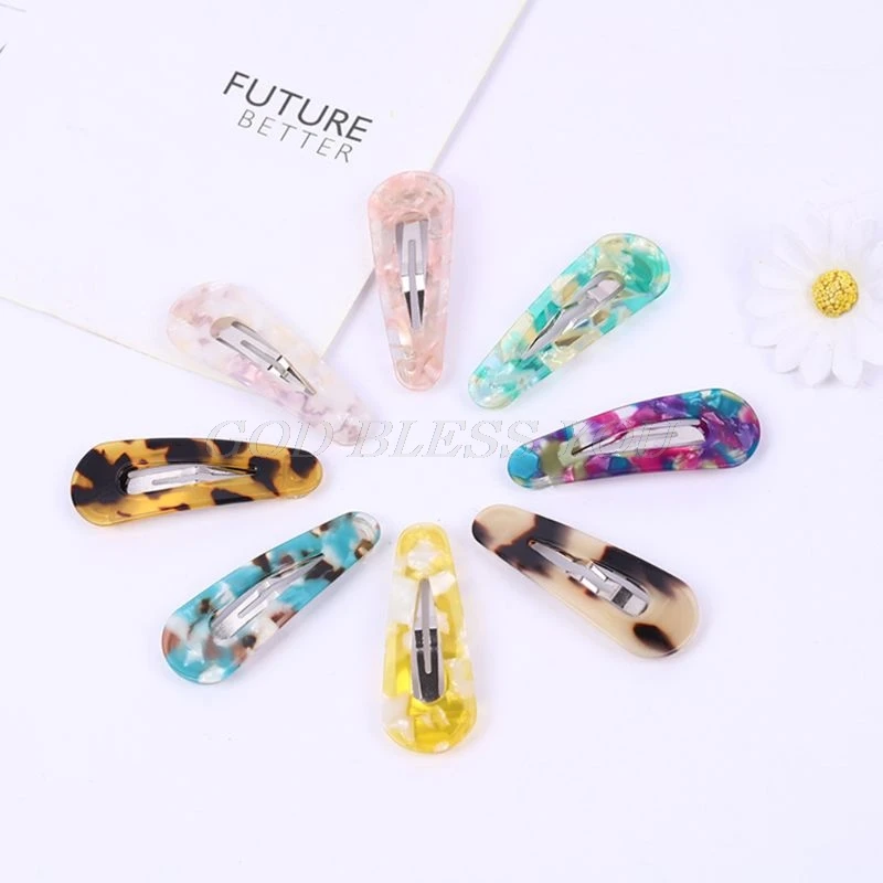 Korean Vintage Tortie Water Drop BB Hair Clip Women Girl Contrast Color Leopard Acetate Acrylic Hairpin Side Bangs Snap Barrette Korean Vintage Tortie Water Drop BB Hair Clip Women Girl Contrast Color Leopard Acetate Acrylic Hairpin Side Bangs Snap Barrette