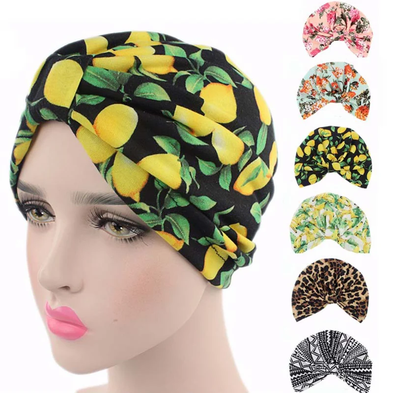 

Hot Women Elastic Headbands Cross Hair Accessories Hats 1PC Cap Printed Floral Turban Bandanas Hair Bands Kerchief