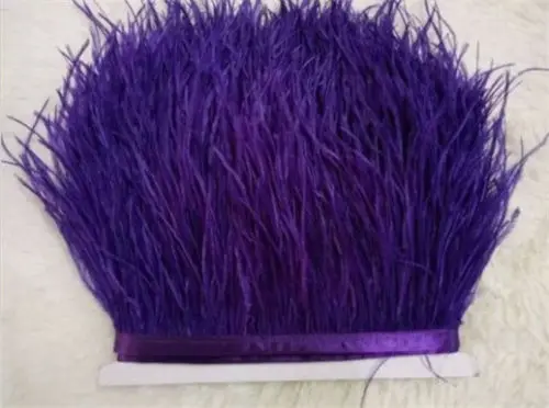 purple Высококачественные Натуральные 5 ярдов страусиные перья декорации с лентой 3-4 дюйма/8-10 см широкие вечерние украшения - Цвет: purple