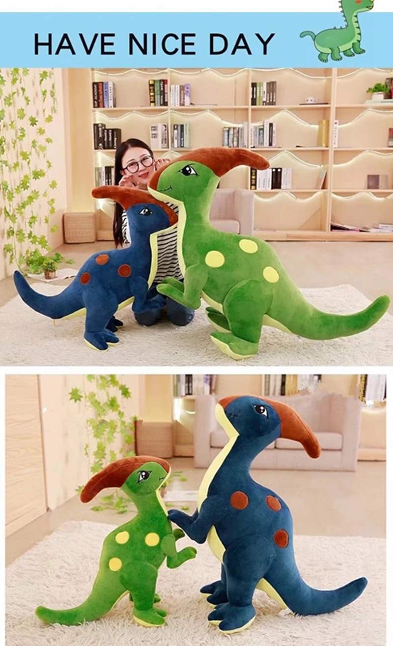 Dorimytrader  2018 New Cute Simulation Animal Parasaurolophus Plush Toy Big Stuffed  Dinosaurs Doll Learning & Educational Children Toy Gifts DY50201(11)