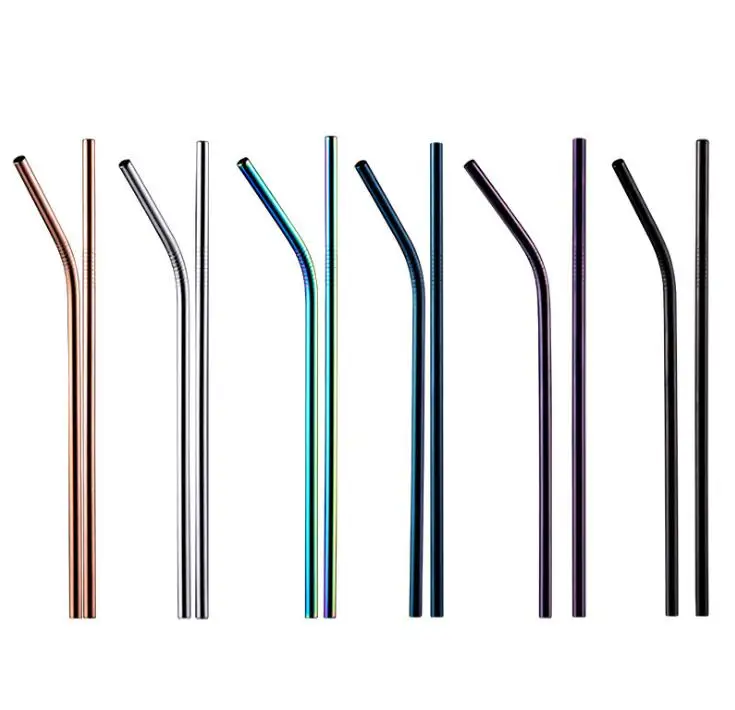 

500pcs Reusable Colorful Black Drinking Straws Eco-Friendly Bent and Straight Drinks Straws Stainless Steel Drinking StrawSN1667