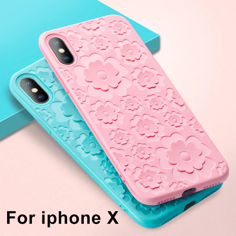 Floral Pattern Phone Case For Apple iphone X Lightweight TPU Silicone