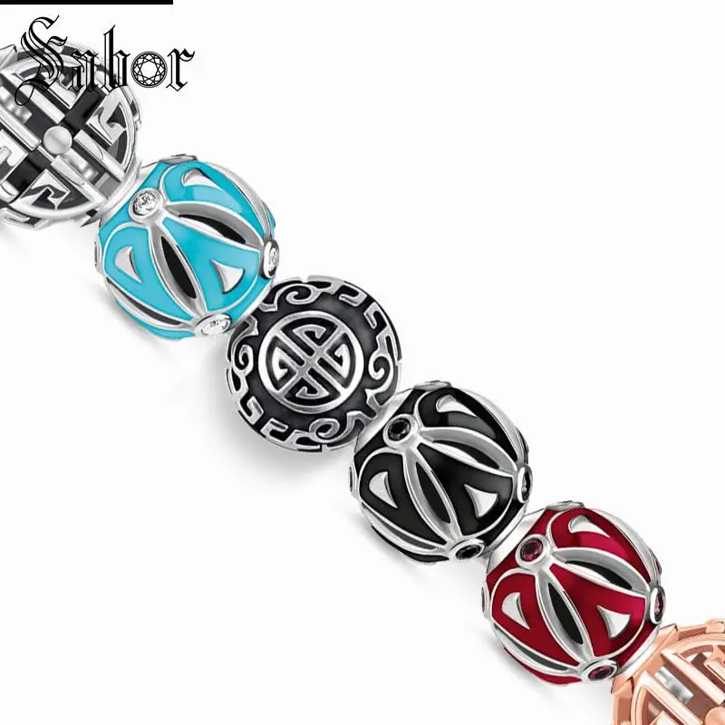 

thomas Charm Beads Long Life Asian Ornaments Ethno Black Red,Karma Good Silver Jewelry Fit Key Chain Necklace Bracelet jewellery