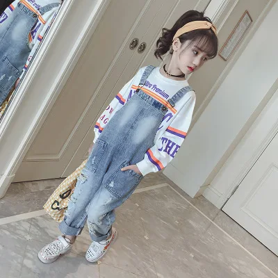 

Children Overalls for teenage girls 2018 denim clothing 12 years old kids girls jeans