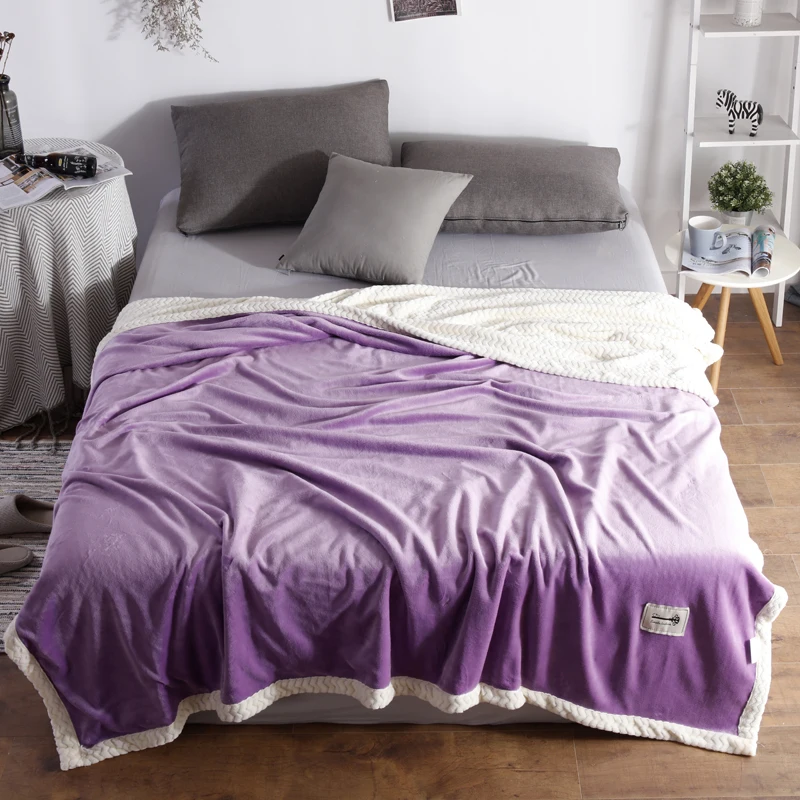 

Purple Solid Color Bedding Sherpa Blanket For Kids Adults Cartoon Colorful Plush Throw Blanket Sofa Thin Quilt 180x200cm Size