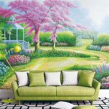 Пользовательские DIY ткань и текстильные обои для стен бархат хлопок и лен для гостиной фантазия картина маслом пасторальный Европа