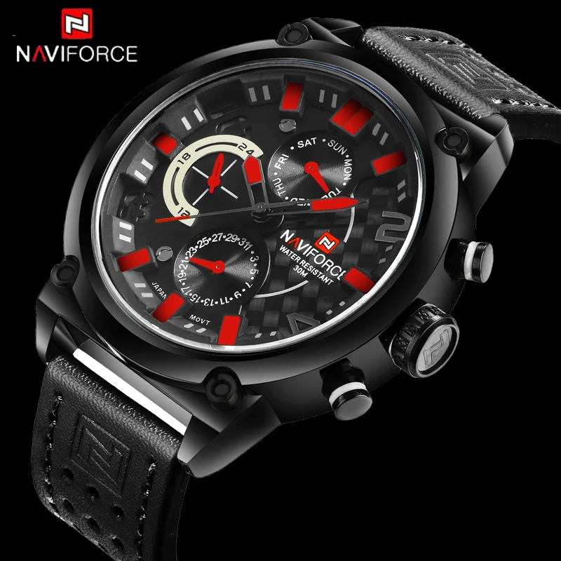 Часы наручные NAVIFORCE Мужские кварцевые роскошные брендовые водонепроницаемые