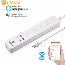 WiFi Smart Power Strip Compatible Amazon Alexa & Google Home Voice Control APP Control Timing function Smart socket US Plug 4USB uk wifi smart plug smart home power socket for amazon alexa google home app remote control electric appliances schedule function