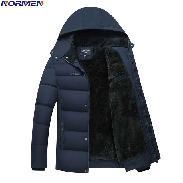 NORMEN Men's Casual Parkas ( 25C) Solid Color Fleece Winter Jacket Men ...