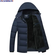 NORMEN hombres Parkas Casual Solid Fleece Hombres Chaqueta de Invierno Con Capucha Gruesa Advierten Abrigo Acolchado Hombre Jaqueta masculino Inverno