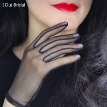 Короткие тюлевые Простые перчатки для запястья, Свадебные Вечерние перчатки, полный палец, аксессуары для фотосессии, перчатки для Хэллоуина