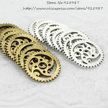 

Sweet Bell (40 pieces/lot) 23mm Two Color Vintage Metal Alloy Gear Charms Gear Jewerly