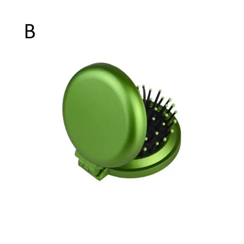 Дизайн маленькая Складная Компактная Удобная зеркальная щетка для волос карманная Сумочка Размер Путешествия Макияж расческа для волос - Цвет: Green