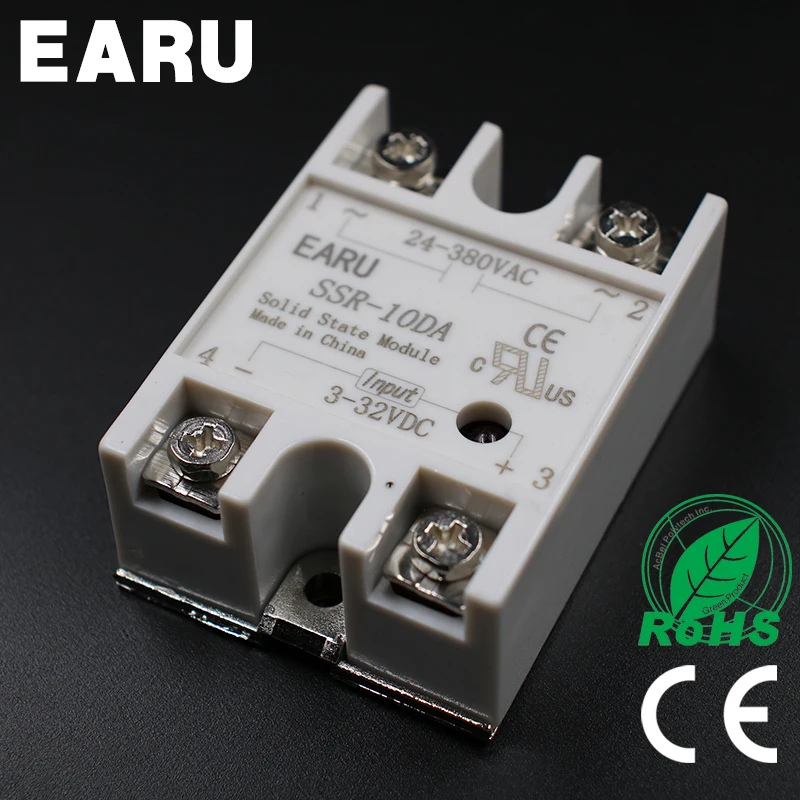 DC 3-32V Input AC 24-380V Output SSR 10A Solid State Relay SSR-10DA SSR-10 DA for PID Temperature Controller Voltage Transformer |