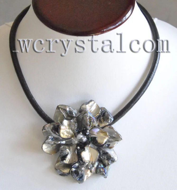 Черное ожерелье в стиле барокко с жемчугом и цветком|necklace necklace|flower necklaceshell pearl |