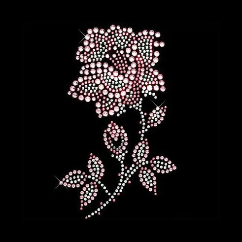 

2pc/lot pink and white Flower design stone iron on crystal transfers design strass iron hot fix rhinestone motif appliques