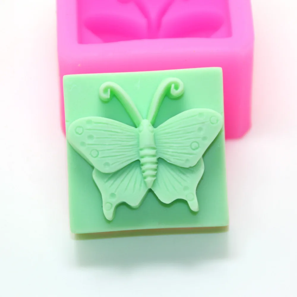 New Square Shape Handmade Soap Mold Butterfly DIY Silicone Soap Forms
