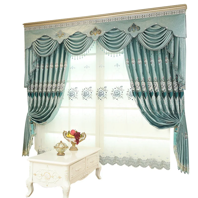 

Modern Simple Embroidered Polyester Blackout Curtains Tulle For living Room Bedroom Kitchen Curtains Jacquard Drapes Home Decor