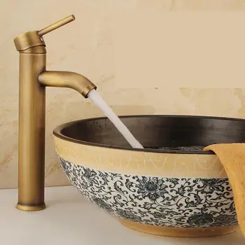 

All Copper Antique Water Faucet Hot And Cold Mixing Water Table Top Basin Faucet European Washbasin Faucet