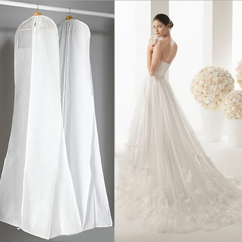Высокое качество белый длинный свадебный Dess пылезащитный мешок вечернее платье пылезащитный чехол Свадебная сумка для хранения одежды для одежды