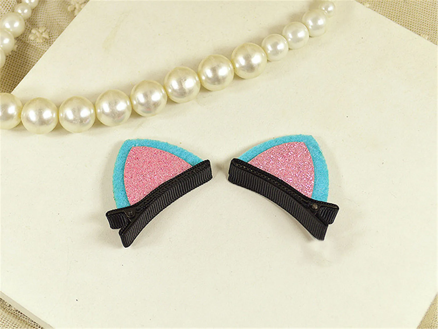 1 Pair Hair Clips Glitter Shine Colorful Cat Ears Hair Barrettes Hair